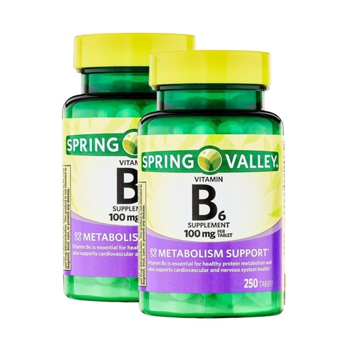 [BRSROATYPN7RYG3Z] Vitamin B6 100mg – 250 Tablets, High Potency Vitamin B6 Supplement for Metabolism Support, B6 Vitamins for Men and Women, Gluten Free, Vegetarian Formula (Pack of 2)