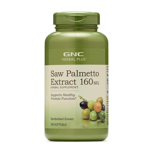 [BRSWKZADOIGQO23M] GNC Herbal Saw Palmetto Extract 160mg Supplement, 200 Servings