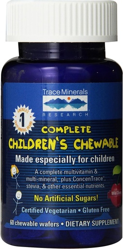 [BRSWIYYOOQMB4E32] Trace Minerals | Kids Chewable Assorted Vitamin/Mineral Wafers | Gluten Free & Vegetarian Certified | Wild Cherry Flavor | 60 Count Bottles (Pack of 2)