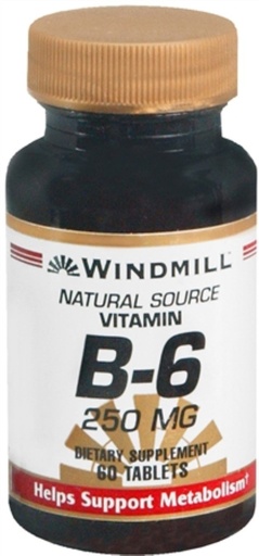 [BRSWKGYIBIHWCE3U] Windmill Vitamin B-6 250 mg Tablets 60 Tablets (Pack of 4)