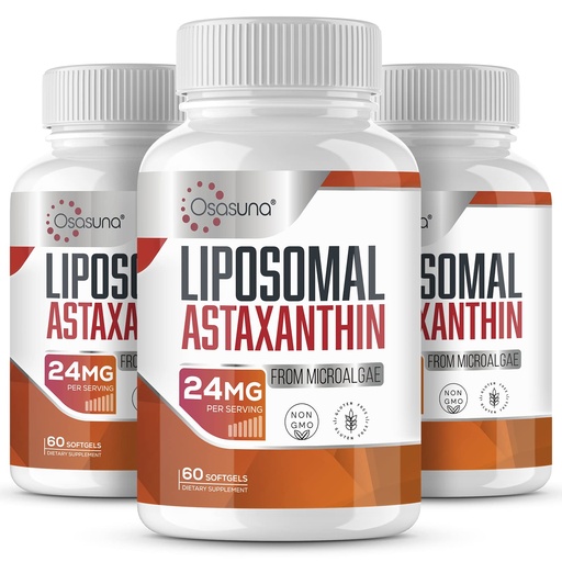 [BRSW2BAROYHAME3P] Liposomal 24mg Astaxanthin for MAX Absorption, Antioxidant Stronger Than VIT C, Astaxanthin Supplement for Immunity and Eye, Skin Function - 180 Softgels