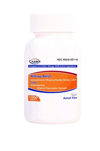 [BRSROYICPIPWAFIV] Camber Consumer Care Levocetirizine Dihydrochloride 5mg Antihistamine Tablets, 24 Hour Allergy Relief Medicine (1000 Count) Family Pack