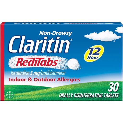 [BRSWIYADPMORU2TK] Claritin Non-Drowsy RediTabs Indoor & Outdoor Allergy Relief, Loratadine 10mg, 30 CT Tablets