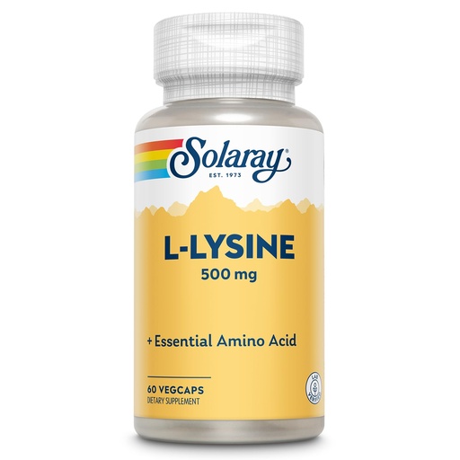 [BRSWIYTYCUPRK334] SOLARAY L Lysine 500 mg Capsules - Free-Form Essential Amino Acids Supplement - Powerful Wellness Support with L-Lysine Amino Acid - Lab Verified, 60-Day Guarantee, 60 Servings, 60 VegCaps