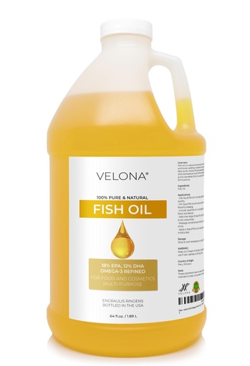 [BRSWGGD3C55RGHTD] velona Fish Omega-3 Oil 64 Fl Oz | 100% Pure and Natural Carrier Oil | Refined | Vitamin E, D, Omega-3 | Cooking, Skin, Face, Body, Hair Care | Use Today - Enjoy Results