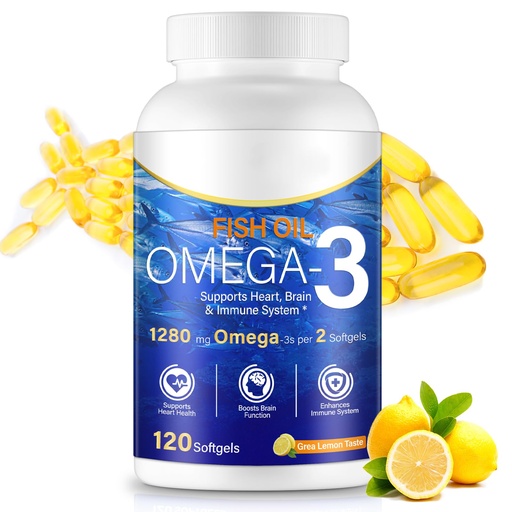 [BRSREYDYB4GW22DX] Omega 3 Fish Oil,Fish Oil Omega 3 Supplement for Women & Men,1280mg Per Serving High EPA & DHA Supports Heart, Brain & Joint Health,Non-GMO