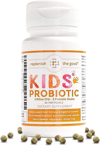 [BRSWKYI5CEIBGCQ7] Kids Vegan Probiotics, 60 Tiny Pearls - Antibiotic Recovery - Helps Support Kids' Immune & Digestive System - 15x More Effective Than Gummies - Sugar Free, Easy to Swallow