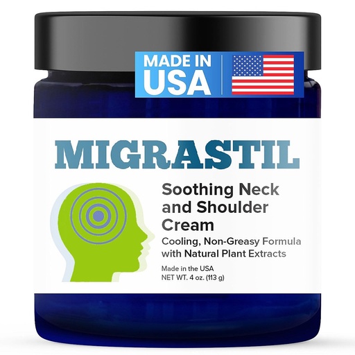 [BRSWYCT7BAMBOE3X] Basic Vigor Migrastil Neck & Shoulder Cream. Cooling Comfort for Migraines, Tech Neck & Tension. (4 oz.) Made in The USA.