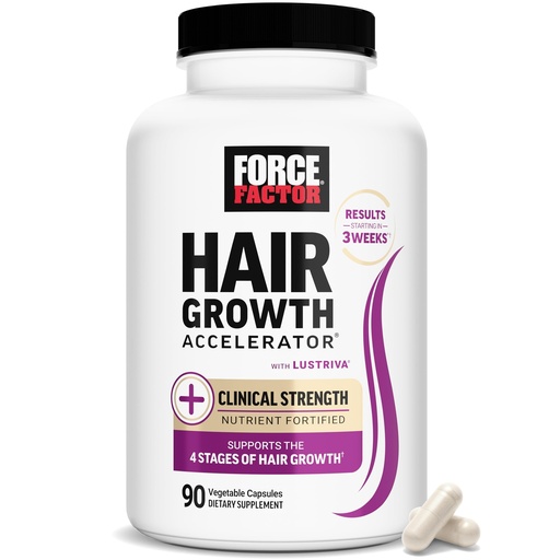 [BRSRAFIYDN4BECQ2] Force Factor Hair Growth Accelerator Multivitamin for Women & Men, with Lustriva, Biotin, Horsetail & Vitamins A, B12, C, D & E for Thicker Hair, Healthier Skin & Nails, 90 Capsules