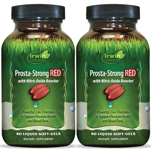 [BRSRYYI6C4DWGA3J] Irwin Naturals Prosta-Strong RED with Nitric Oxide Boosters, Saw Palmetto, Lycopene, Pumpkin Seed & More - Prostate Health Supplements for Men - 80 Liquid Soft-Gels (2 Pack)