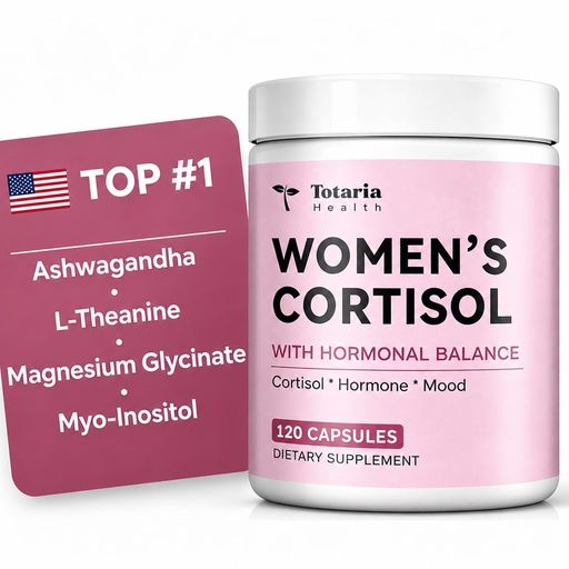 [BRSRY2QRDEBR4HTD] Women's Cortisol Supplement – Stress Relief, Sleep Aid, Hormone Balance, Mood & Focus, PMS*| Ashwagandha 30:1, L-Theanine, Magnesium Glycinate, Phosphatidylserine, DIM, Vitex & Myo-Inositol, 120 Ct.