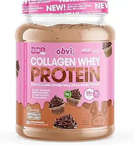 [BRSW2ZIKOQMBOETL] Obvi Collagen Whey Protein Powder | Post Workout Shake, Supports Muscle Growth, Healthy Hair, Skin, Nails, Joints, Gut | Multi-Collagen Infused Meal Replacement | Chocolate Bday Cupcakes, 20 Servings