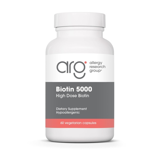 [BRSWIYQFCUHGOF34] ARG Biotin 5000 - Delivers 5000 mcg Biotin - Vitamin B - Metabolism & Energy Production Support - Hair, Skin & Nail Supplement - Gluten-Free - 60 Servings - 60 Vegetarian Capsules