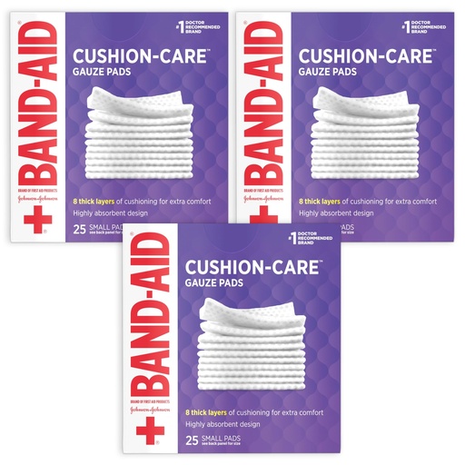 [BRSWIHQAC4IQAALA] BAND-AID Brand Cushion-Care Gauze Pads, Small Size, 2 in x 2 in, 25 x 3 Ct