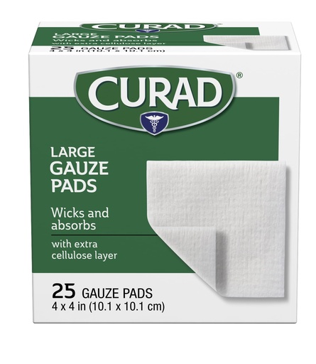 [BRSWIEYBDF5Q22LA] Curad Pro-Gauze Sterile Pads, 4" x, 4", 25 Count (Packaging May Vary)