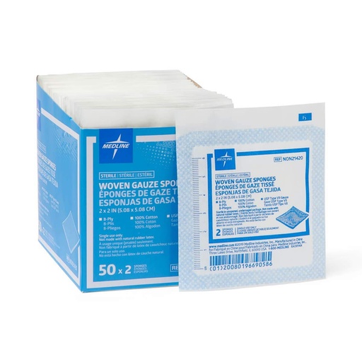 [BRSWGZYCC4BBYCLP] Medline Gauze Sponge Sterile 8 Ply, 100 Count