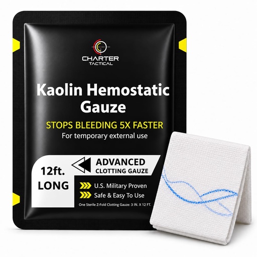 [BRSROAIBO4BA4CY7] Advanced Hemostatic Gauze for Fast Blood Clotting & Wound Packing (Pk of 1) | Rapid blood clotting, flexible gauze, effective wound packing, emergency bleeding control, compact survival kit supply