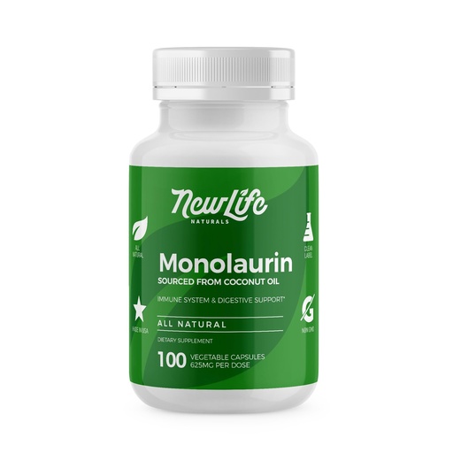 [BRSWGAIYOAMWAGYV] NewLife Naturals Monolaurin Supplement for Gut Health and Immune Support | Glyceryl Monolaurate Derived from Coconut Oils – Vegetarian, Non-GMO, Made in USA, 100 Capsules, 100-Day Supply