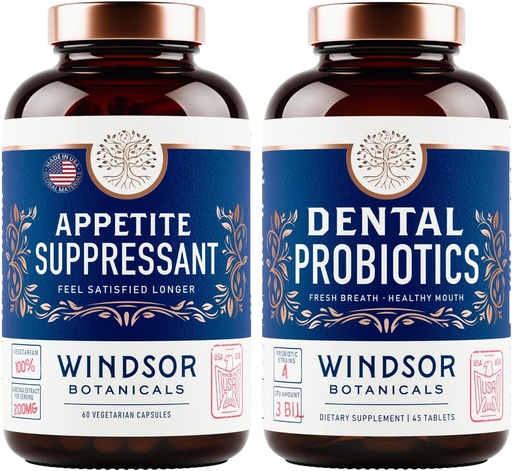 [BRSROYAFAQCQ4DTF] WINDSOR BOTANICALS Appetite Suppressant for Weight Loss and Dental Probiotics for Bad Breath Bundle