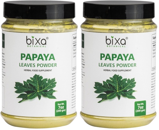 [BRSREAAKCQMAYDQU] bixa BOTANICAL Papaya Leaf Powder (Carica Papaya) | Ayurvedic Herb, Anti-oxidant Agent | Herbal Supplement (200g/7Oz) (Pack of 2)