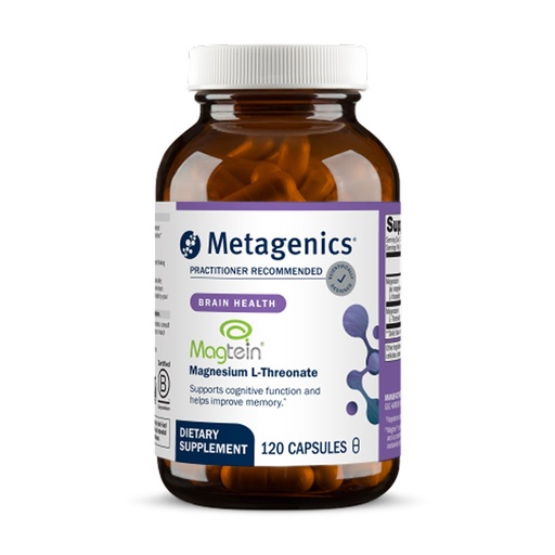 [BRSWYZT6AAPQG3YU] Metagenics Magnesium L-Threonate - Magtein Magnesium for Brain Health, Memory, Learning & Cognitive Support - Clinically Studied Bioavailable Form - Non-GMO, Gluten-Free, Vegan - 120 Capsules