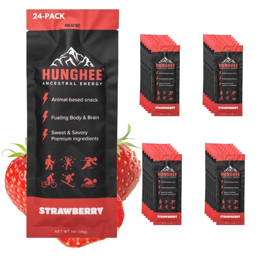 [BRSREZAZCECBGCA4] Animal-Based Ghee & Honey Energy Snack, Strawberry, 1oz, 24 Pack | Organic Grass-Fed Ghee & Raw Honey Fat Fuel. Clean Animal-Based Energy Snack Pack for Hiking, Athletes, Keto & No Seed Oils