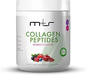 [BRSRMCYCAAPRADYU] M+S Collagen Peptides Powder with Vitamin C and Hyaluronic Acid, Improves Elasticity, Hair, Skin, Nails and Joint – Sugar Free, 1.29 Lb (Berries Flavor)