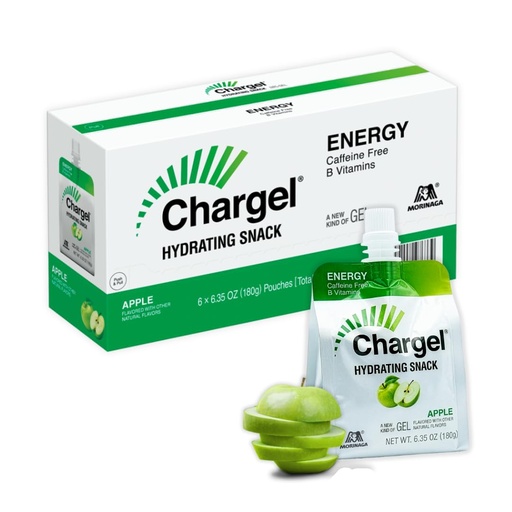 [BRSROFQNPIGREAD6] Chargel Apple, Caffeine-Free Instant Energy Gel Running, Biking, Workout, Hiking Essentials for Women & Men, Gifts for Runners - Carbs Vitamins, Gluten Free - Pack of 6 Gels - 6.35oz Each