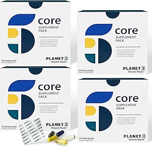 [BRSW2BQKBEBR4F34] Planet 3 Vitamin Packs, Daily Vitamins for Both Men & Women, Energy, Immune & Heart Support | Multivitamin, Vitamin D, Omega 3, Probiotics, Biotin, B12 & More | Core Supplements | 120 Daily Packs