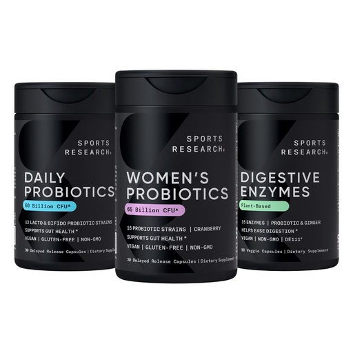 [BRSRAZY5CUARGDT2] Sports Research® All Vegan - Daily Probiotics with Prebiotics (60 Billion CFU), Digestive Enzymes with & Ginger (Plant Based) & Women's Probiotics with Prebiotics (65 Billion CFU)