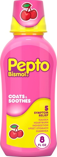 [BRSWIYQYOUNR2CTG] Pepto Bismol Liquid for Nausea, Heartburn, Indigestion, Upset Stomach and Diarrhea Relief, Cherry Flavor 8 oz