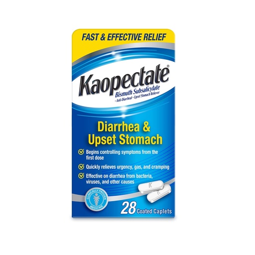 [BRSWYCTQDMCAKA3X] Kaopectate Multi-Symptom Anti-Diarrheal & Upset Stomach Reliever, 28 Caplet | Anti Diarrhea Caplets with Bismuth Subsalicylate