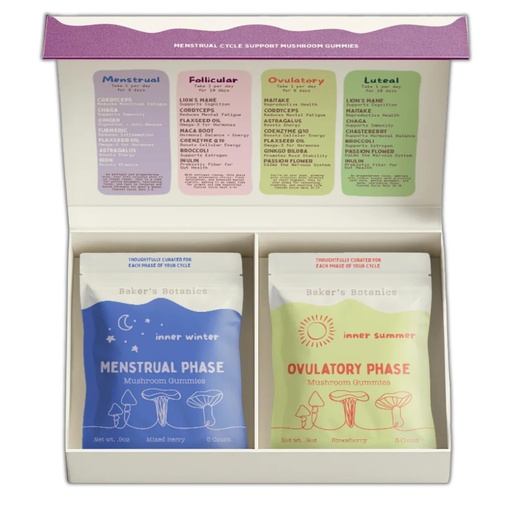 [BRSREAT3CAIQIDT7] Period ovulatory & PMS Support Supplement for Women – Hormone Balance + 4-Phase Menstrual Cycle Kit | Vegan Functional Mushroom Gummies by Baker’s Botanics (Pack of 6)(30 Gummies)