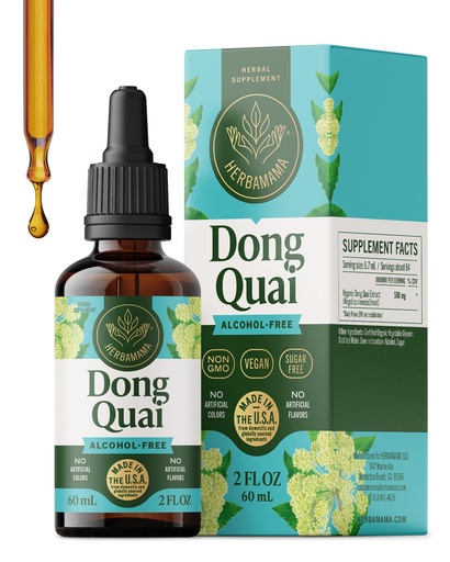 [BRSREEAFCQARYCTH] HERBAMAMA Donq Quai - Menopause Supplements for Women & Hormone Balance | Angelica Root • PMS Relief • Non-GMO • Alcohol & Sugar-Free • Vegan • Liquid Formula • 28-Day Supply • 2 fl oz