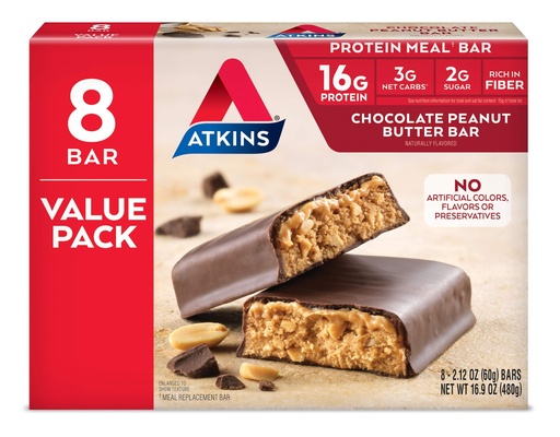[BRSWKGLYDMOR2F3G] Atkins Protein Rich Meal Bars, Chocolate Peanut Butter, 8 Count