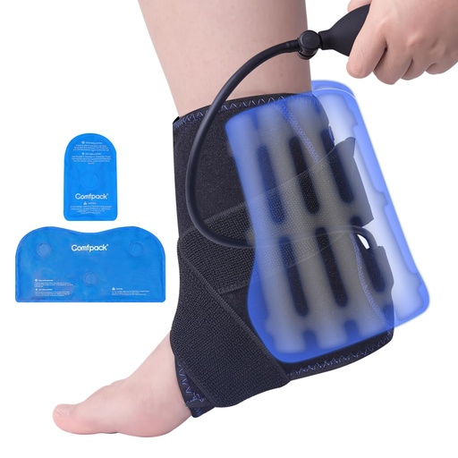 [BRSRO2TQBUIW233J] Compression Ankle Ice Pack Wrap for Foot Pain Relief | Ankle Support Brace with 2 Hot Cold Packs for Injuries, Plantar Fasciitis, Sprain & Fracture, Achilles Tendonitis, Surgery