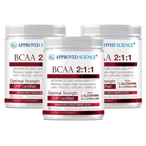 [BRSWYEAKPN5BAFL4] Approved Science® BCAA Powder - 2:1:1 BCAA Ratio - 3500 mg L-Leucine - Fruit Punch Flavor - 25 Ounce - 30 Servings - Workout Boost, Endurance, Prevent Burnout - BioPerine - Vegan Friendly - 3 Tubs