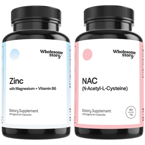 [BRSRMBLYDEIAACLH] Zinc, Magnesium & Vitamin B6 + NAC Bundle Supplement | Zinc & Magnesium + N Acetyl Cysteine Bundle Supplement| Liver, Lung & Fertility Support | Hormone Balance & Immune Support | 30 & 120 Servings