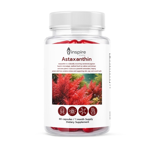 [BRSRYZAZDIHQ2ELA] Natural Astaxanthin Supplement from Algae | Vegan Antioxidant for Skin Health, Eye Health & Healthy Aging | High Absorption with Sunflower Lecithin | 60 Capsules