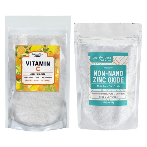 [BRSROZA7BAMAO3DD] Unpretentious Zinc Oxide & Vitamin C Bundle, (1 lb) Resealable Bags, Fine Powders