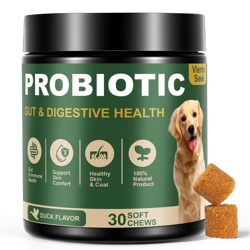 [BRSREAIRCACGKYA2] Probiotics for Dogs - Dog Probiotics for Yeast, Itchy Skin and Itchy Ears, Digestive Health, Diarrhea Relief, Gut & Immune Support - with 7 Enzymes, 3 Prebiotics & Omega-3 (Duck 30ct)