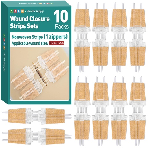 [BRSREAAOO57QICY3] AZEN 10 Pack Emergency Wound Closure Strips, Butterfly Bandages, Laceration Closure Zip Stitch, Repair Wounds Without Stitches