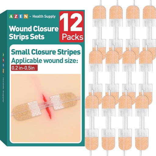 [BRSRGZ3YCUIAEDLF] AZEN 12 Pack Emergency Wound Closure Strips, Butterfly Bandages, Laceration Closure Zip Stitch, Repair Wounds Without Stitches