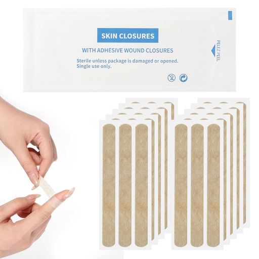 [BRSRGHQHBMAQYYIV] 30 Strips Wound Closures 0.48" x 4" Breathable Steri Strip Adhesive Skin Closure for Closing Minor Cuts Wounds