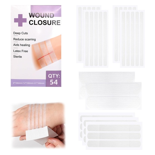 [BRSRGYL5A57BMDYV] Sterile Strip 54 Strips Skin Wound Closure Strips Adhesive Wound Closure for Closing Minor Cuts Wounds