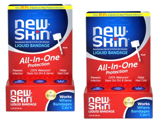 [BRSWGFQ2C4PW2A3B] New-Skin Liquid Bandage, Waterproof Bandage for Scrapes and Minor Cuts, 1 fl oz (Pack of 2)