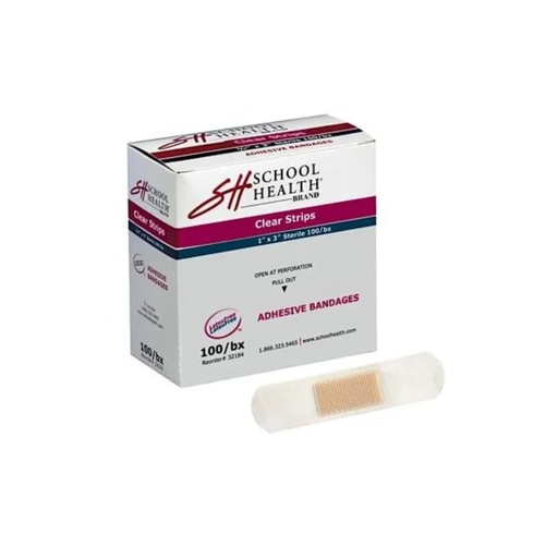 [BRSRAZAKCEMAMHQ3] School Health - Clear Adhesive Bandages, Wound Care for Minor Cuts and Scrapes, Premium Adhesive Stays Secure with Movement or Perspiration, 100/Box (3/4" X 3", 100, Count)