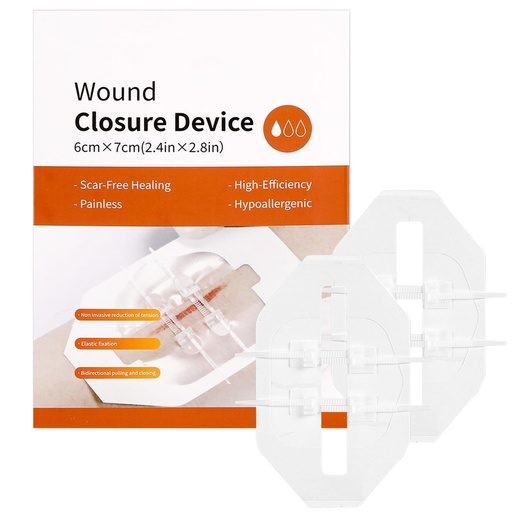 [BRSRAFI5PMGWAFA2] Emergency Wound Closure Strip 2PCS Wound Closure Kit Zip Stitch Wound Closure Device Laceration Closure Kit Wound Closure Glue Bandages Sutures to Close the Cut 6X7CM