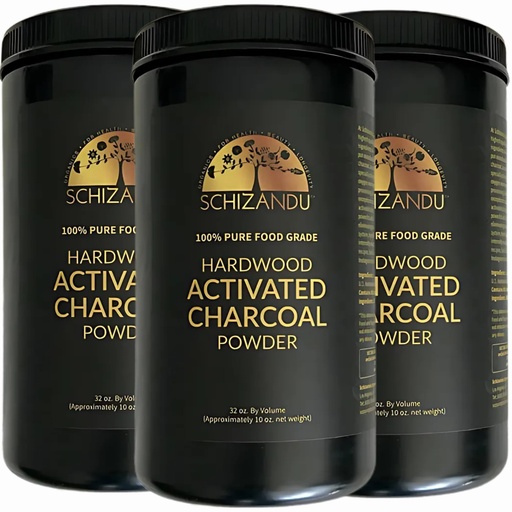 [BRSROBQCC4MQGD35] Activated Hardwood Charcoal Powder by Schizandu Vegan 100% | Supports Skin, Body, Teeth Whitening 3-Packs