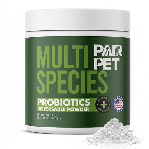 [BRSRE2QQBUNB62Y6] Pet Probiotics for Dogs, Cats, Horses, Goats, Cows & Pigs | Multi Species Dispersible Powder | Supplements for Digestive Health | Cat & Dog Probiotics | Vet Approved & Made in USA | 10 oz | Pair Pet